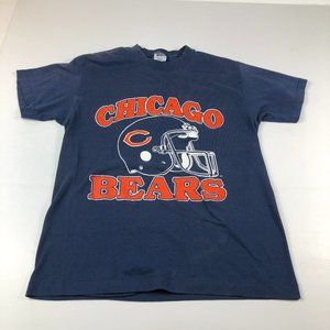 VTG 80s Trench Chicago Bears Shirt Adult Small* Blue Faded Single Stitch Tee
